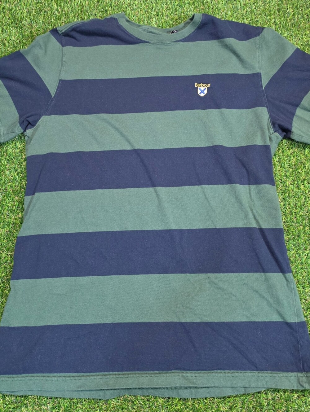 Barbour Men's Tailored Fit Medium Striped T-Shirt in Green &